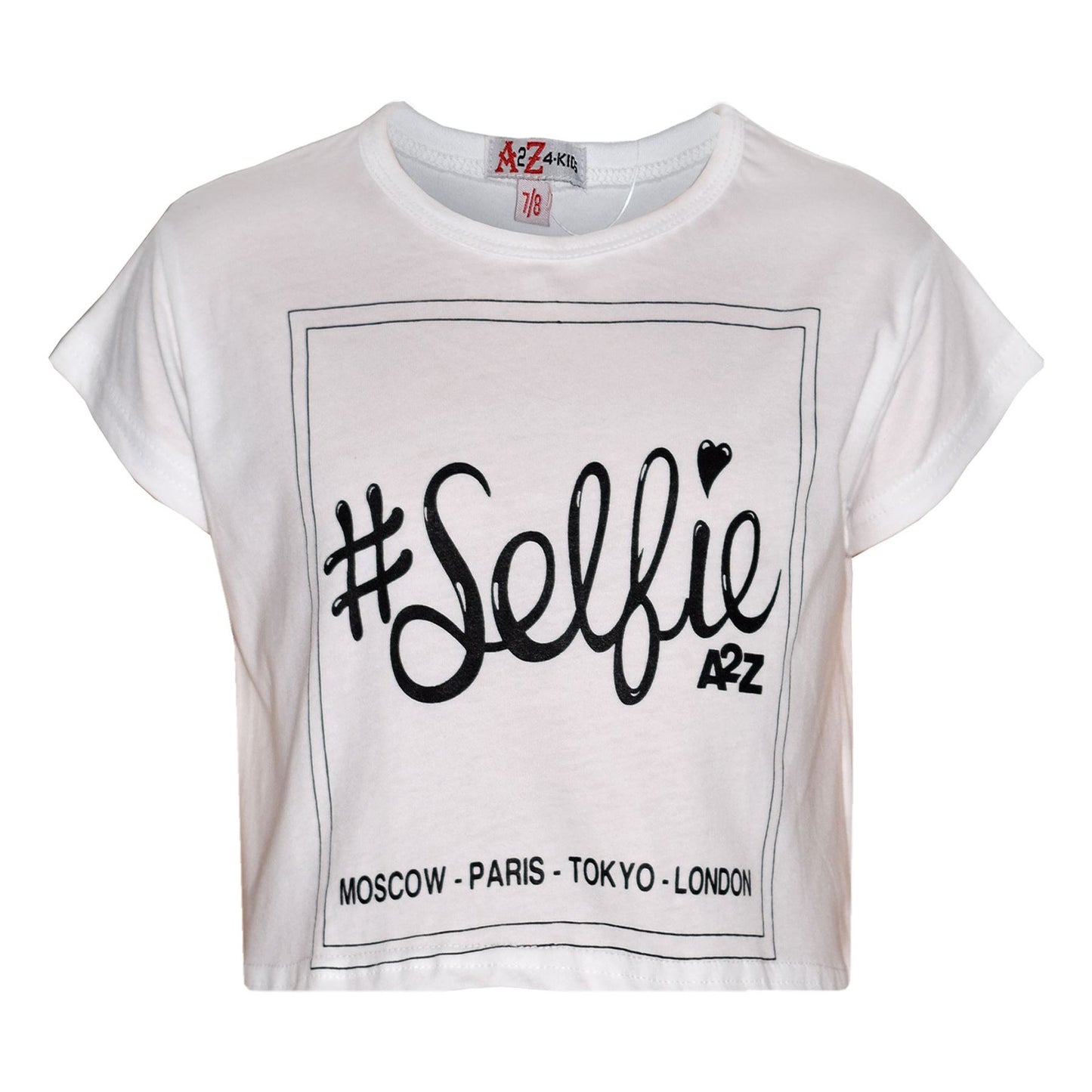 Girls Top Kids Selfie Print Stylish Crop Top & Skater Skirt Set Age 7-13 Years