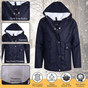 PU Raincoat Jacket Windbreaker Waterproof Parka Hooded For Girls Boys Age 5-13 Years
