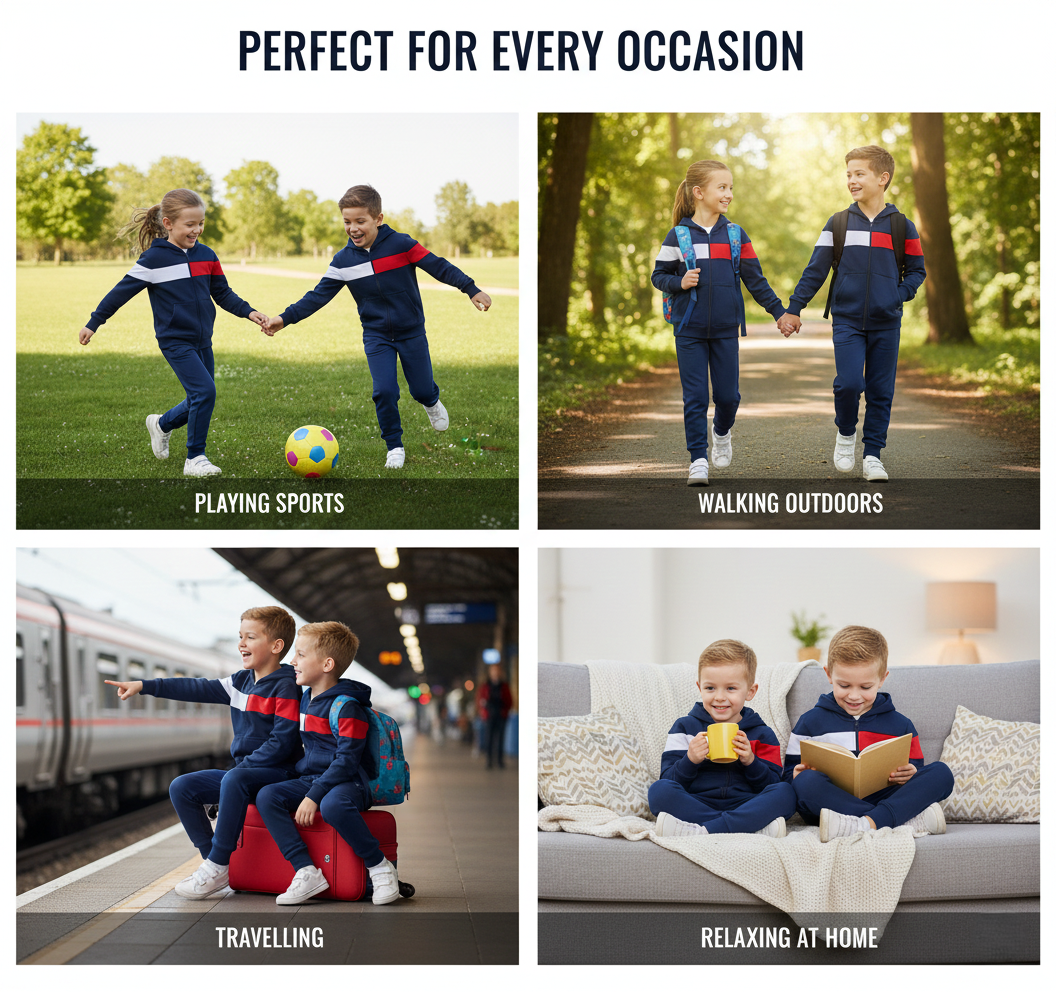 Kids Girls Boys Tracksuit Contrast Panelled Hoodie & Bottom Jogging Suits