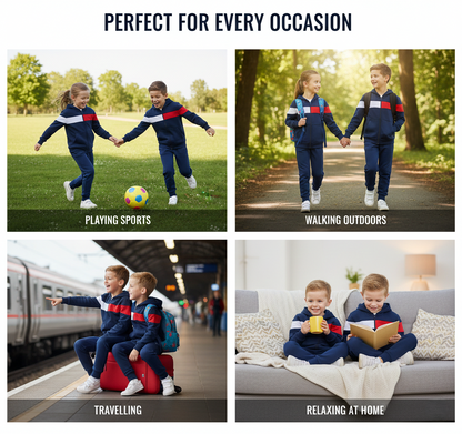 Kids Girls Boys Tracksuit Contrast Panelled Hoodie & Bottom Jogging Suits