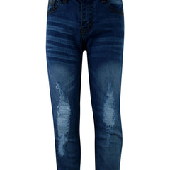 Kids Boys Stretchy Jeans Knee Ripped Denim Skinny Bikers Pants Slim Trouser 5-13