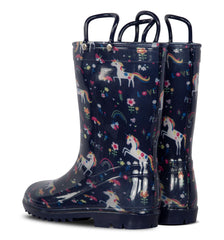 Kids Girls Wellington Wellies Anti-Slip Waterproof Rain Boots With Carry Handles