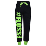 A2Z 4 Kids Girls Tracksuit Designer's #Floss Print Fleece Black & Neon Green Hooded Crop Top Bottom Jogging Suit Joggers Age 5 6 7 8 9 10 11 12 13 Years