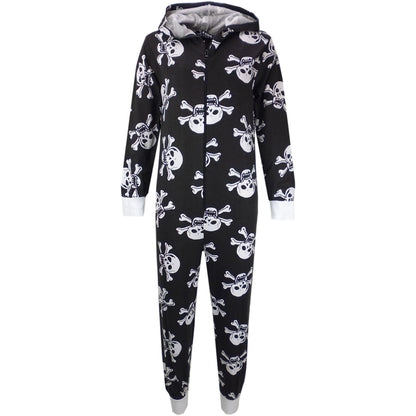Kids Unisex Onesie Girls Boys Skull & Cross Bone Print Onesies All In One Jumpsuit PJ's New Age 5-13 Years - A2Z 4 Kids