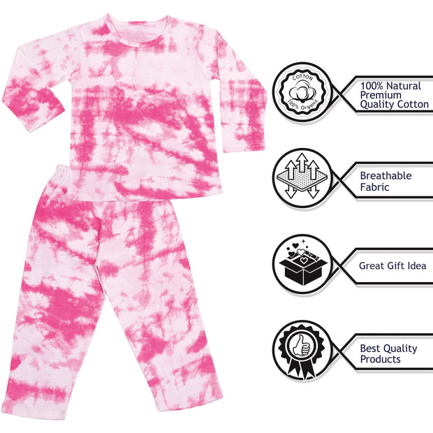 A2Z 4 Kids Girls Colour Tie Dye Pyjamas Cosplay Loungewear PJs Childrens Gifts 2 Piece Set Lounge Suit for Children Unisex Top Bottom Pyjamas Loungewear Dress Up Attire Gifts for Girls Age 5-13 years