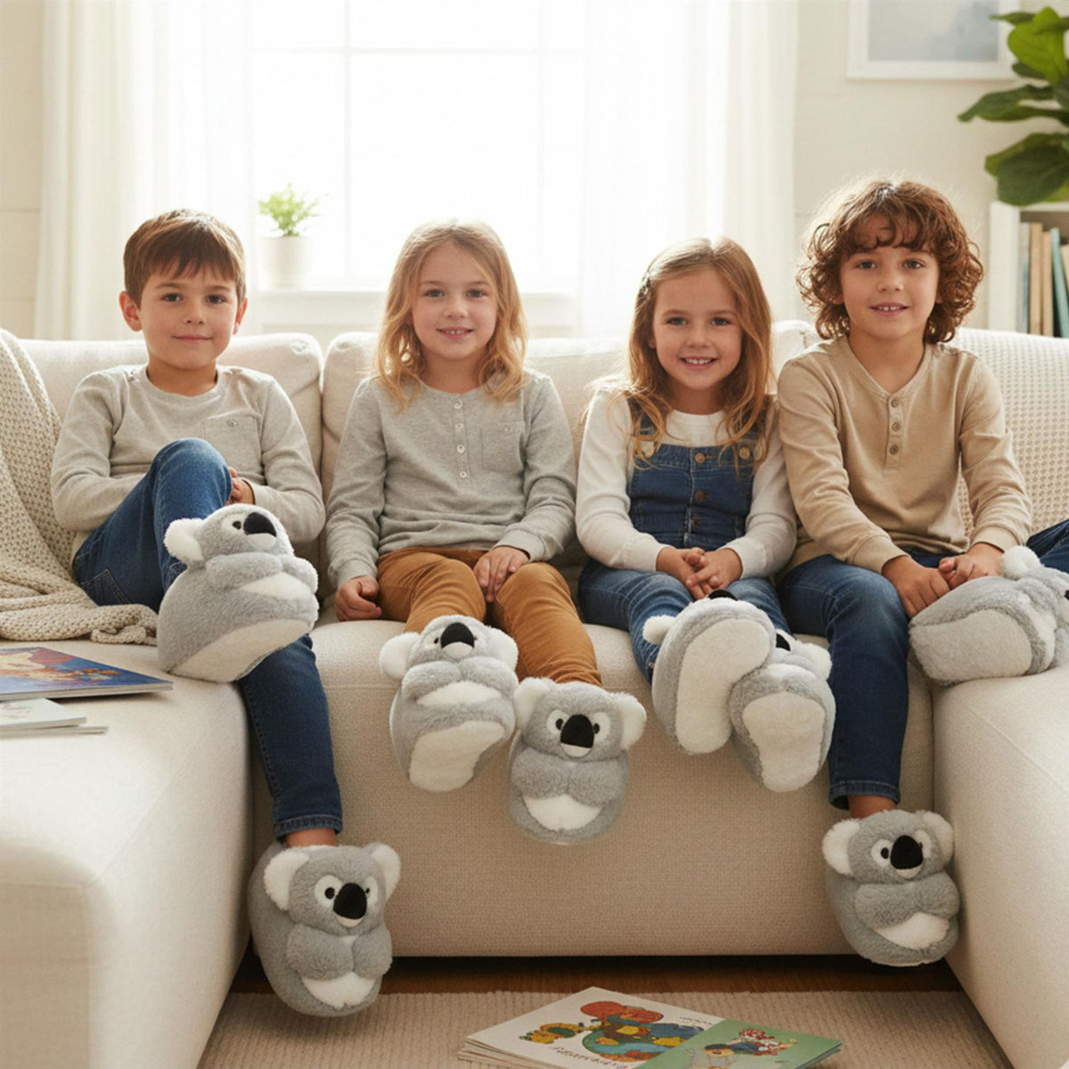 A2Z 4 Kids Boys Girls Cute Animal Slippers Non-Slip Winter Plush Warm Baby Shoes