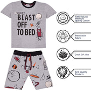 Kids Girls Blast Off To Bed Print Grey Pyjamas Set - A2Z 4 Kids