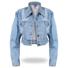 Ladies Women Fashion Cropped Denim Jacket Jean Long Sleeve Jacket Size 8-20