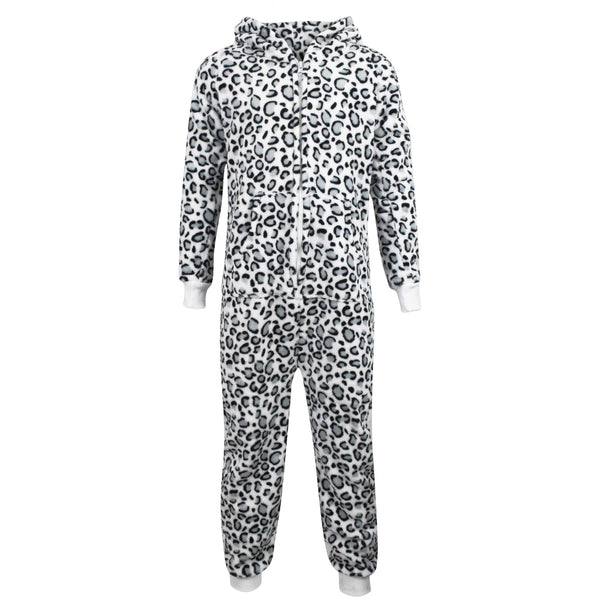 Kids Girls Boys A2Z Onesie One Piece Soft Fluffy Snow Leopard Jumpsuit 2-13 Year