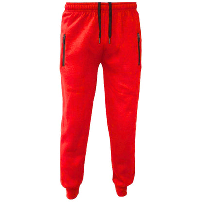 Boys Girls Fleece Trousers Bottoms With Zip Pockets Adjustable Waist Sports Wear