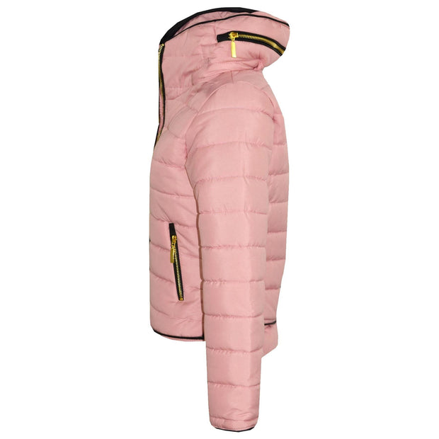 A2Z 4 Kids Girls Jacket Kids Stylish Dusty Pink._Padded Puffer Bubble Fur Collar Quilted Warm Thick Coat Jackets 3 4 5 6 7 8 9 10 11 12 13 Years