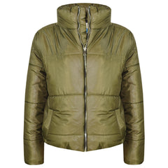Girls Jacket Kids Wetlook Cropped Padded Quilted Puffer Bubble Jackets Coat 5-13