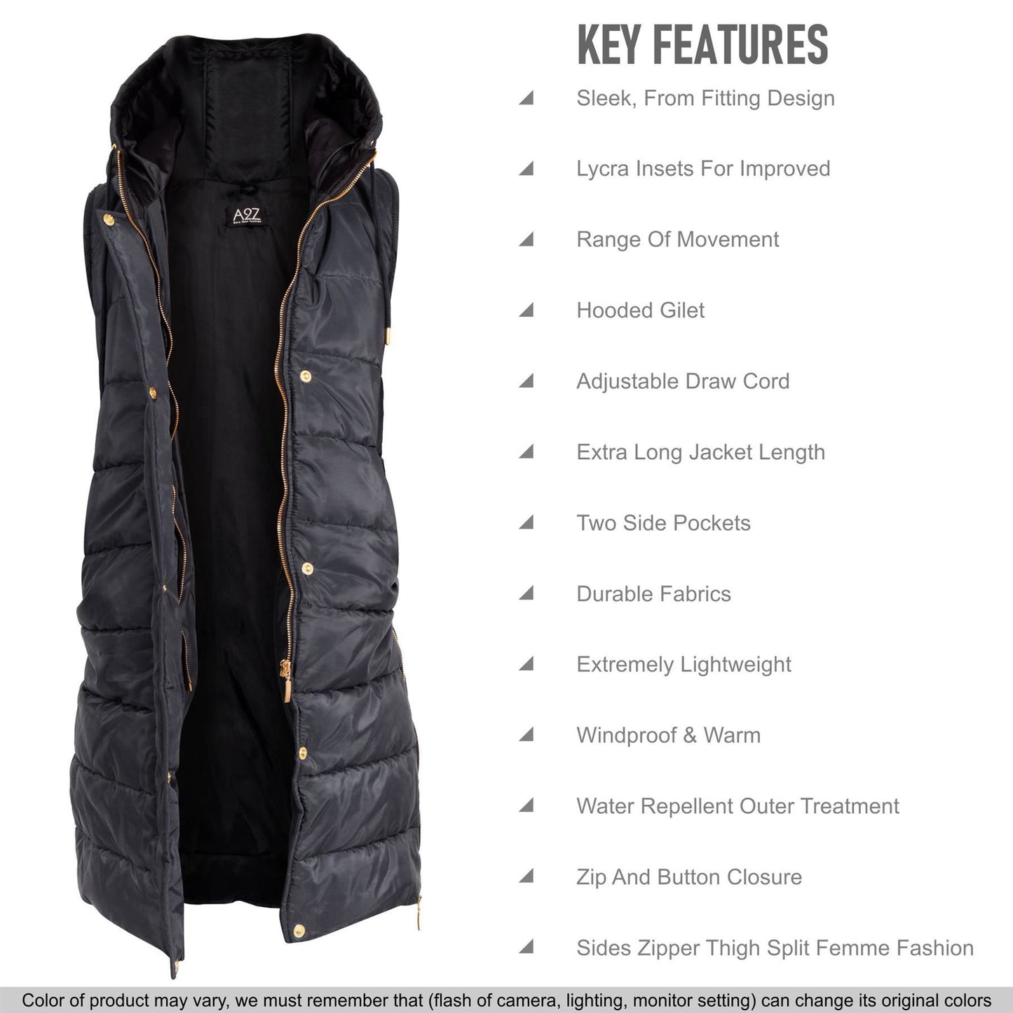 Kids Girls Oversized Gilet Long Line Hooded Quilted Jacket Long Sleeveless Coat