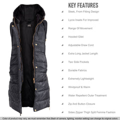 Kids Girls Oversized Gilet Long Line Hooded Quilted Jacket Long Sleeveless Coat