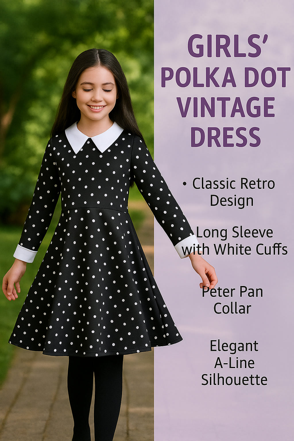 A2Z 4 Kids Girls Swing Dress Long Sleeve Peter Pan Collar Gothic Girl Dress