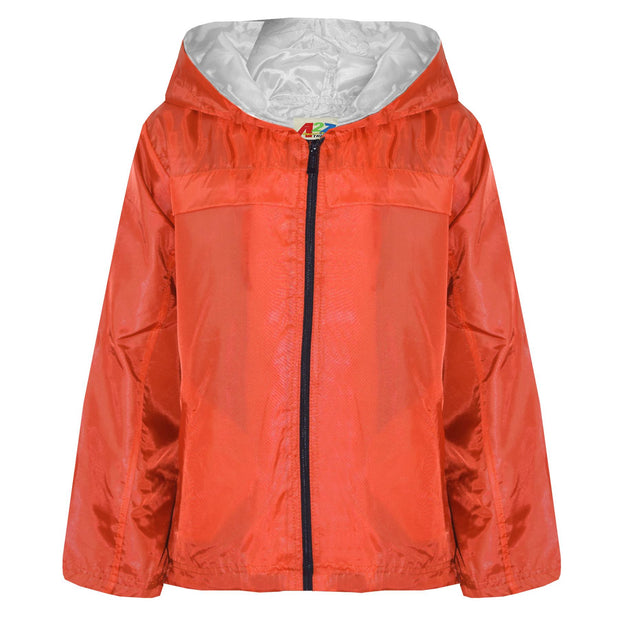 A2Z 4 Kids® Girls Boys Raincoats Jackets Kids Orange Lightweight Kag Mac Waterproof Hooded Jacket Cagoule Rain Mac Age 5 6 7 8 9 10 11 12 13 Years