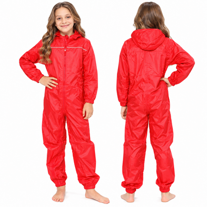 Girls Boys Raincoat Kids Puddle Suit Rainwear Waterproof Hooded Rainsuit 2-13 Yr