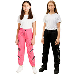 Kids Girls Cargo Trousers Elasticated Waist Comfortable Joggers Casual Pants