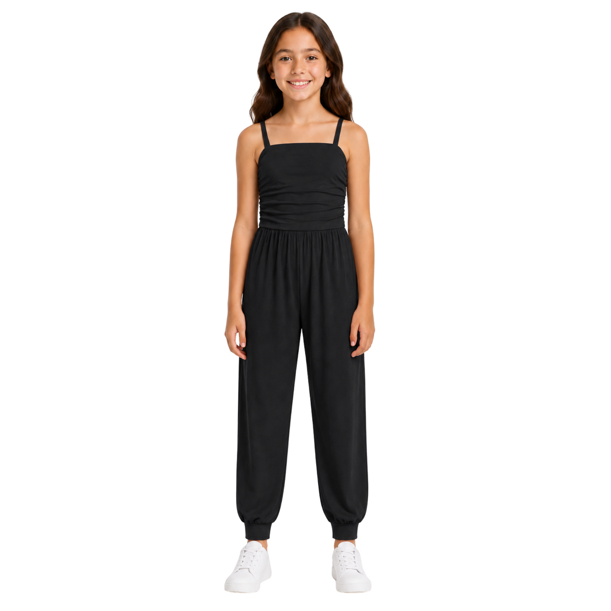 Girls Jumpsuit Kids Plain Color Trendy Playsuit All In One Jumpsuits 5-13 Years