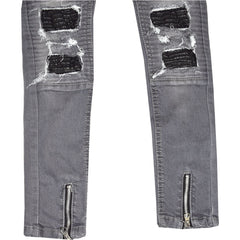Kids Girls Stretchy Jeans Designer Ripped Drape Panel Denim Pant Trouser 5-13 Yr