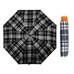 A2Z Supermini Umbrella Tartan|Wood Effect Handle|Protected from the Rain and Sun