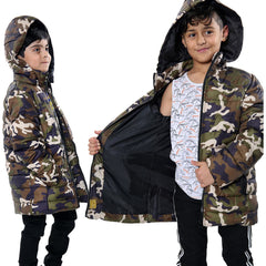 Kids Camo Puffer Coat Hooded Jacket New Detachable Hood Boys Age 3-13 yrs