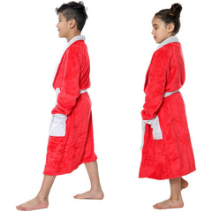 Kids Soft Fleece Bathrobe Dressing Gown Hooded Swim Beach Girls Boys 2-13 years