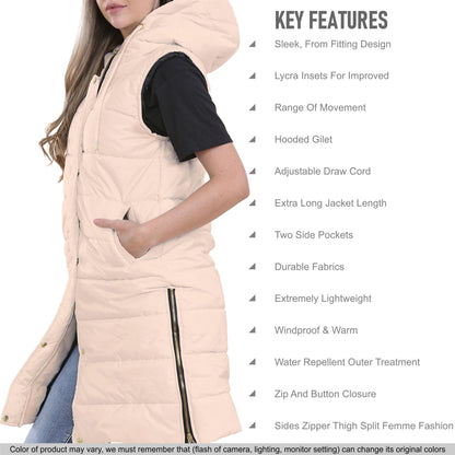 Ladies Oversized Gilet Long Line Style Jacket Long Sleeveless Fashion Women Coat