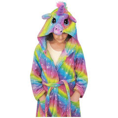 Kids Girls Unicorn Bathrobe Hooded Galaxy Xmas Cosplay Costume Soft Lounge Suit