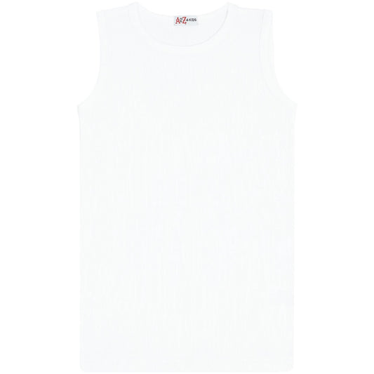 A2Z 4 Kids Kids Girls Ribbed Vest Top Designer's 100% Cotton White Fashion Tank Tops T Shirts New Age 2 3 4 5 6 7 8 9 10 11 12 13 Years