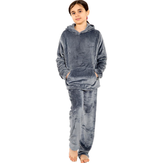 A2Z 4 Kids Childrens Warm Fleece twosie Hooded Pyjamas For Girls & Boys Sleepover 2 Piece Gift Set Age 5-6, 7-8, 9-10, 11-12 & 13 years