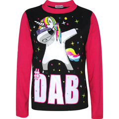 Kids Girls Pyjamas Dabbing Unicorn #Dab Floss Lounge Wear Nightwear PJS 5-13 Yrs