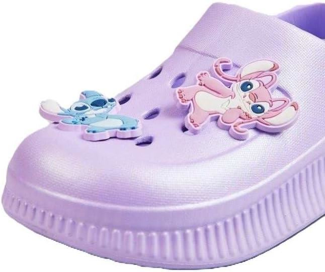 Kids Disney Stitch Girls Clogs with Charms Slip On Sandals  Beach Garden Shoes