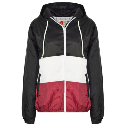 Kids Girls Boys Windbreaker Contrast Panel Jackets Hooded Raincoat Rain Mac 5-13