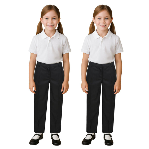 Kids Girls 2 Pack Teens School Uniform Pant Teflon Coated Permanent Crease Pants
