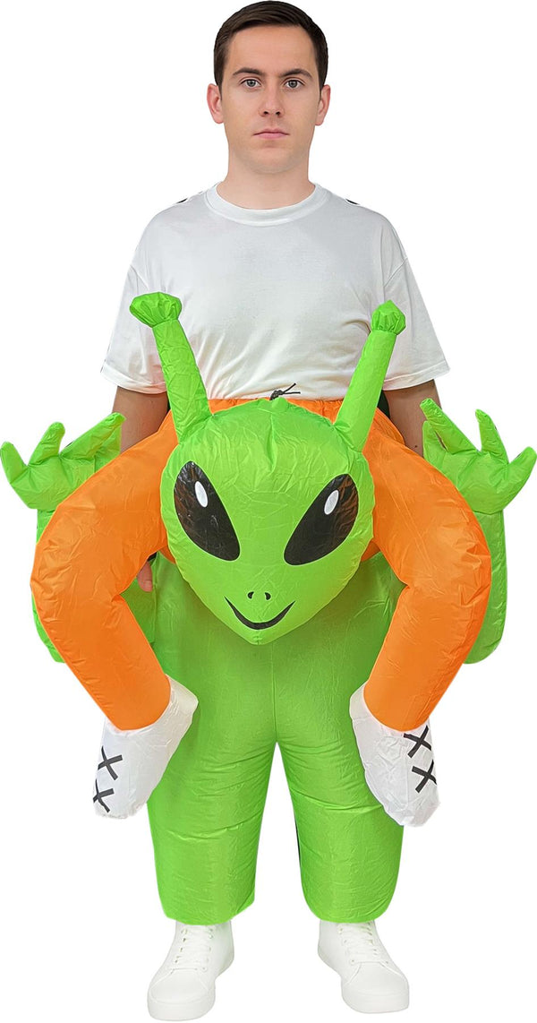Adult Inflatable Alien Costume Funny Green Blow Up Fancy Dress for Halloween