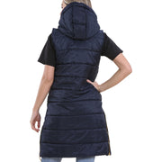 A2Z Ladies Adults Sleeveless Gilet Oversized Hooded Navy Quilted Gilet Padded Long Line Vest Jacket Sleeveless Coat Urban Winter Wear