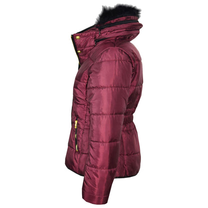 Kids  Girls Padded Puffer Quilted Coat Faux Fur Collar For  Girls Age 3-13 Years