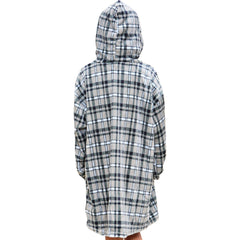 Kids Girls Boys Oversized Hoodie Blue Tartan Printed Snuggle Soft Fleece Blanket