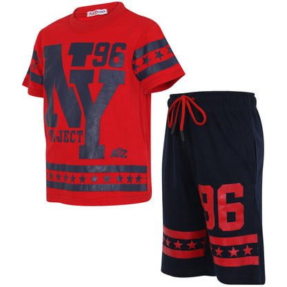 Kids Boys Girls T Shirt Short Set NY New York T-Shirt Top Shorts Set Age 5-13
