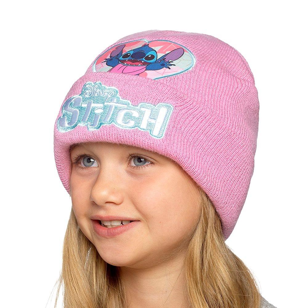 Disney Stitch Girls Pink Blue Embroidered Winter Beanie Hats 2 Pack One Size