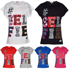 Girls Tops Kids Selfie Print Trendy T Shirt Top & Fashion Legging Set 7-13 Years