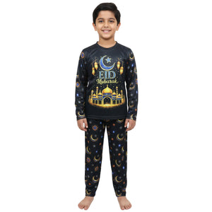 A2Z 4 Kids Boys Eid Mubarak Pyjamas Set Moon Mosque Print Kids Festive Gifts Set