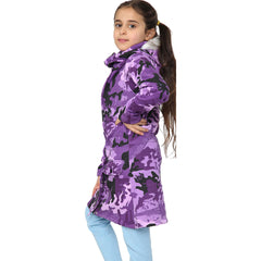 Kids Hooded Camo Parka Jacket Faux Fur Coat For Girls Age 5-13 Years