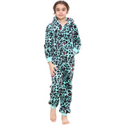 A2Z 4 Kids Girls Onesie Leopard Pyjama Sets Onesie One Piece Hooded All In One