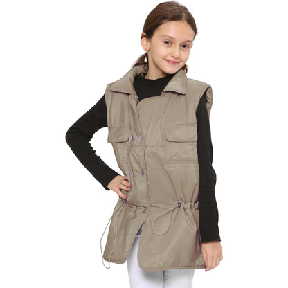 Kids Girls Sleeveless Coat Gilet Fashion Oversized Gilet Style Jacket Coat