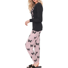 Ladies Cute Soft Cotton PJS Long Sleeve Top and Bottoms for Women Lounge Set