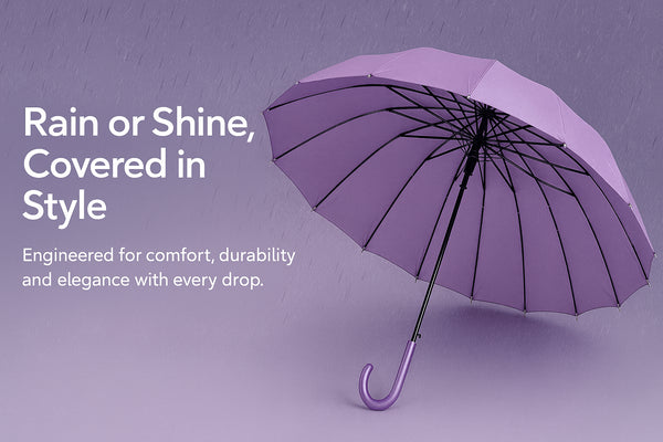 Women Stick Lilac Umbrella Auto Open 40" Canopy Waterproof Travel Walking Brolly