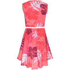 Kids Girls Skater Dress Sleeveless Camo Leaf Print Party Fashion Summer Dresses