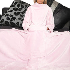 Unisex Men Ladies Wearable Snuggle Blanket with Sleeves Super Soft Warm Fleece